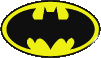 Image gif de logo batman noir sur fond jaune qui tourne